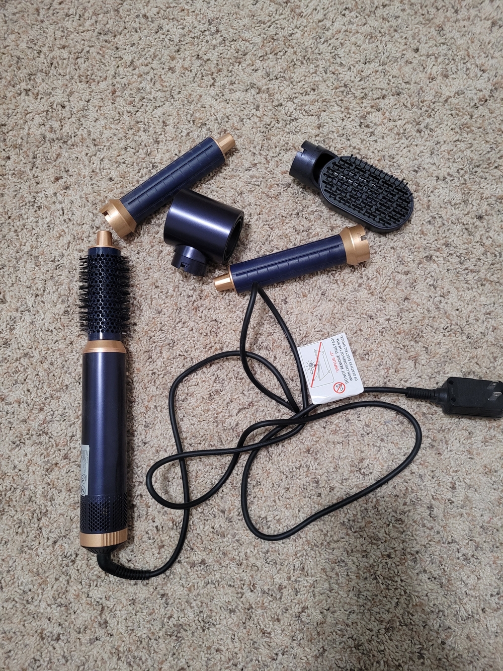 Corded Hair Styler Set with Brush Attachments - Blue & Gold